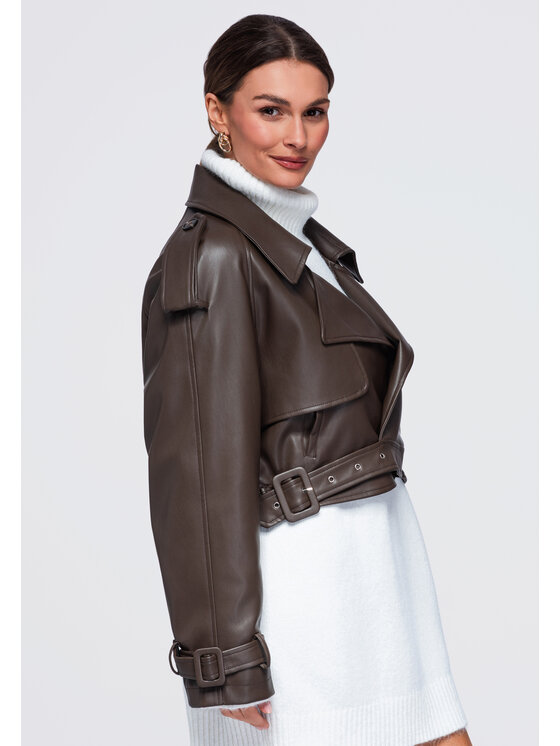 Ombre Ombre Kurtka przejściowa OW-JANP-0143 Brązowy Regular Fit