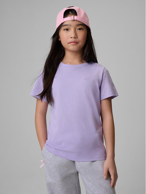 4F 4F T-Shirt BASIC+ Fioletowy Regular Fit