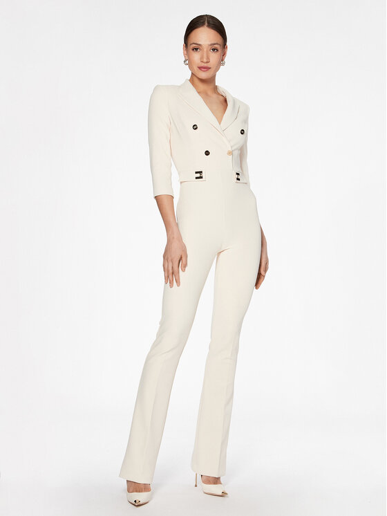 Elisabetta Franchi Salopetă TU-026-31E2-V560 Écru Regular Fit Écru imagine noua