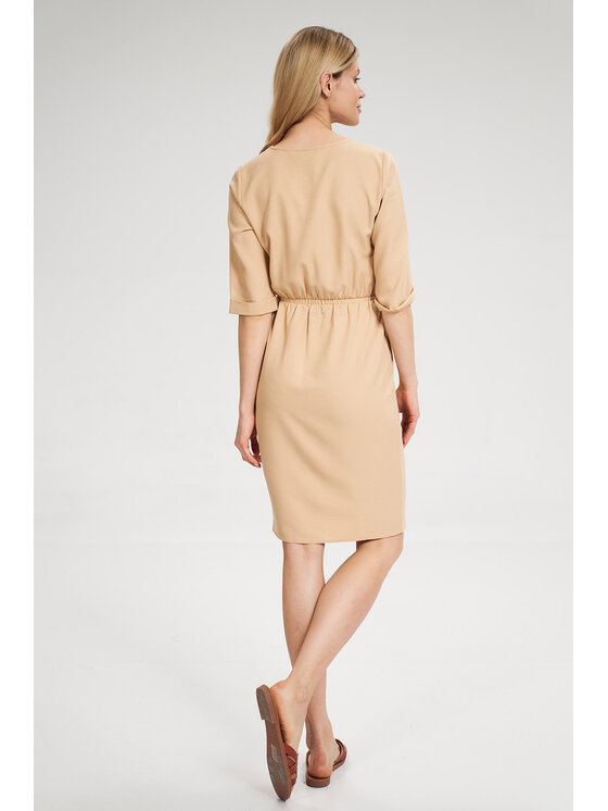 FIGL FIGL Sukienka M702 Beżowy Regular Fit