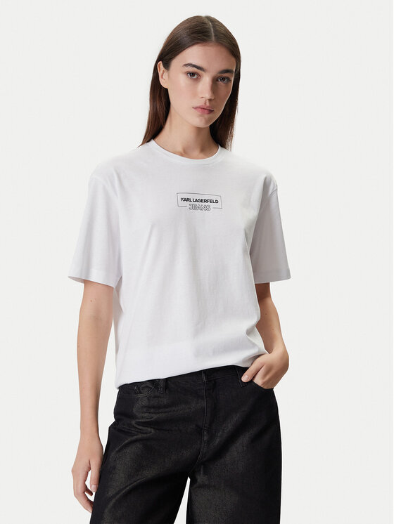 Karl Lagerfeld Jeans Karl Lagerfeld Jeans Póló A4W17003 Fehér Relaxed Fit