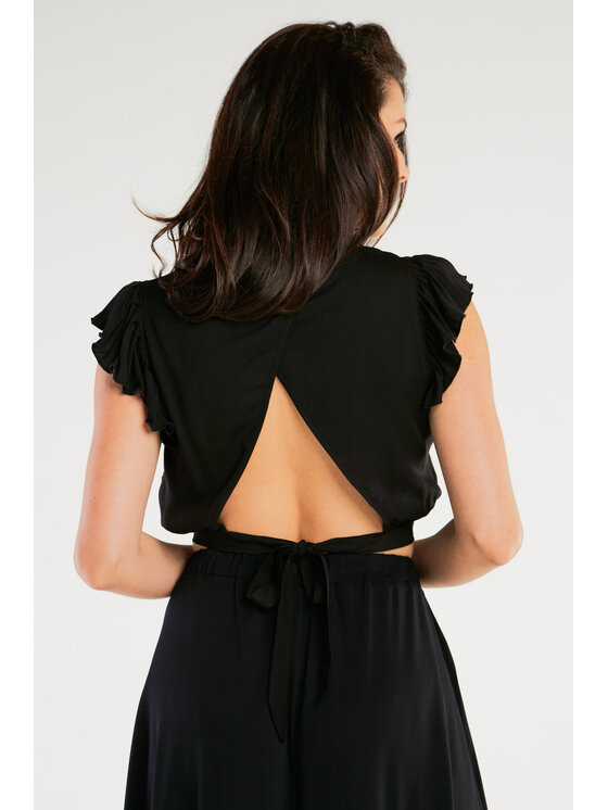 Awama Awama Bluzka A429 Czarny Basic Fit