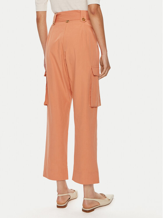 TWINSET TWINSET Hlače iz tkanine 241TT2052 Oranžna Loose Fit