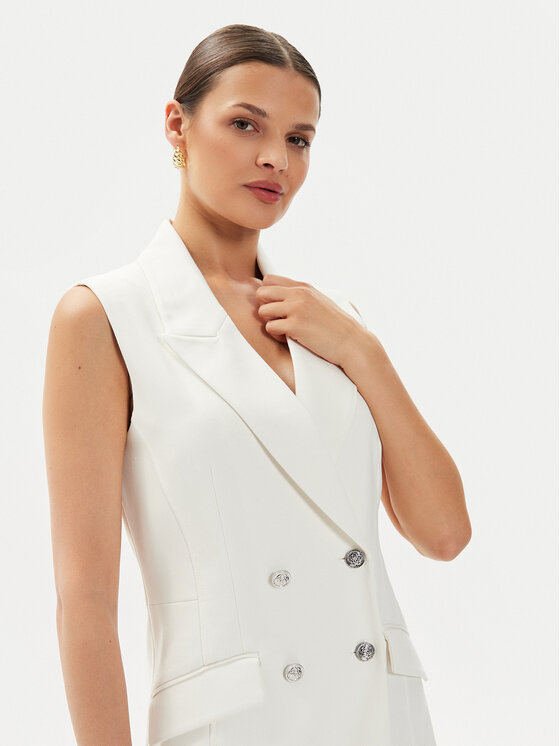 Guess Guess Kokteiļkleita W4YK25 KBJP2 Écru Regular Fit