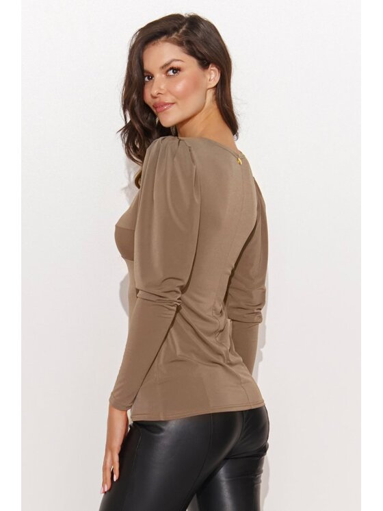Numinou Numinou Bluzka NU461 Brązowy Regular Fit