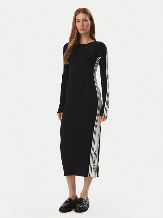 KARL LAGERFELD KARL LAGERFELD Ежедневна рокля B4W13053 Черен Slim Fit