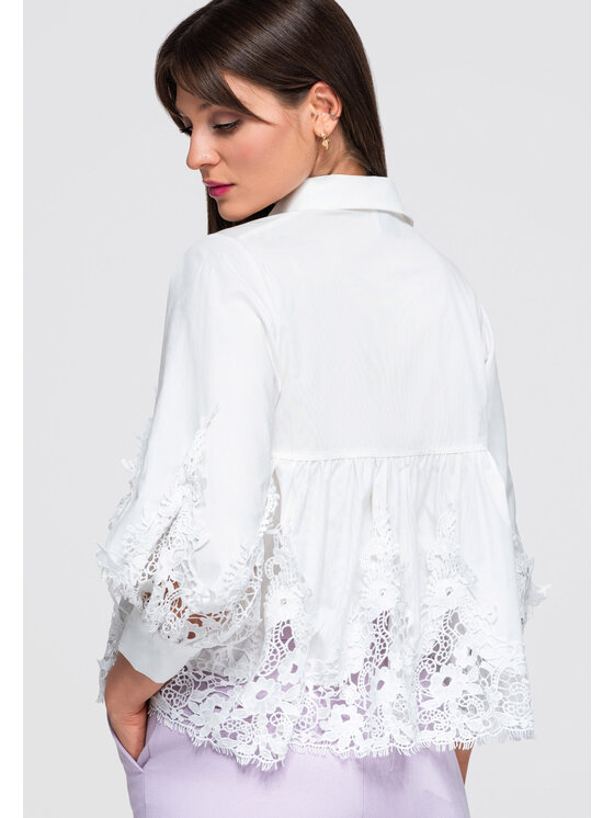 Ombre Ombre Koszula OW-SH-E0046 Biały Loose Fit