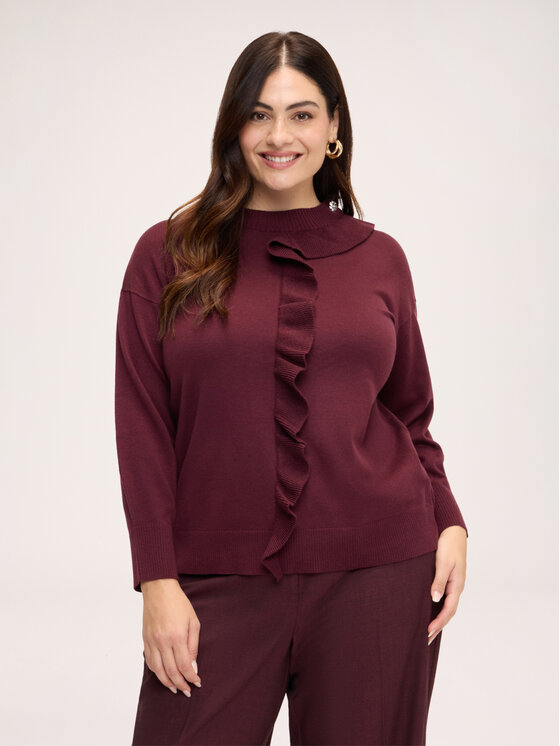 Fiorella Rubino Fiorella Rubino Sweter M456L008723N036 Bordowy Regular Fit