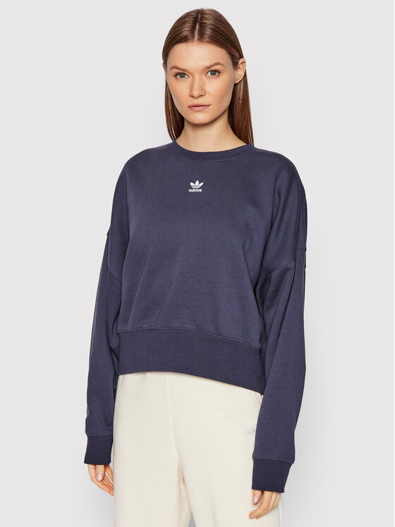adidas Bluză adicolor Essentials Fleece HF7481 Bleumarin Relaxed Fit