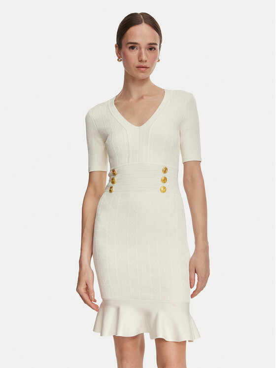 Marciano Guess Rochie tricotată G6YK18 Z1012 Crem Slim Fit