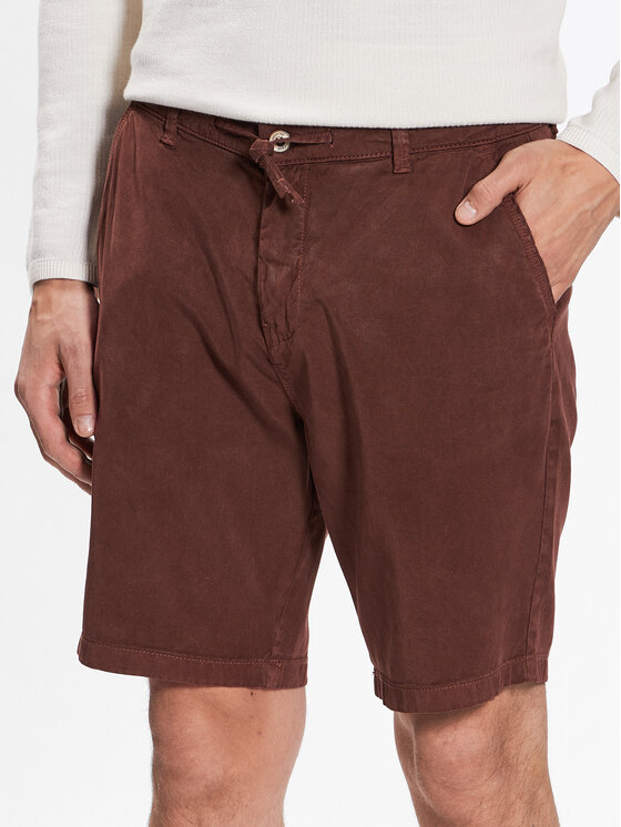 INDICODE INDICODE Šortky z materiálu Vino 70-644 Hnědá Regular Fit