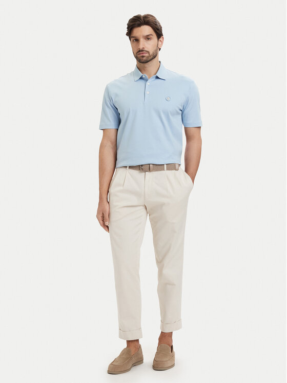 BOSS BOSS Тениска с яка и копчета C-Parris 50555829 Светлосин Regular Fit