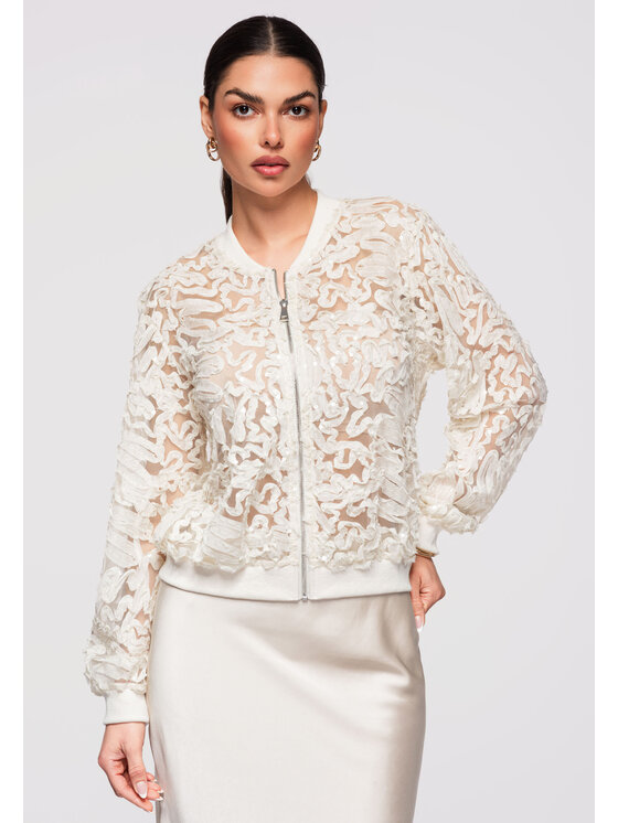 Ombre Ombre Kurtka bomber OW-JANP-0134 Beżowy Loose Fit