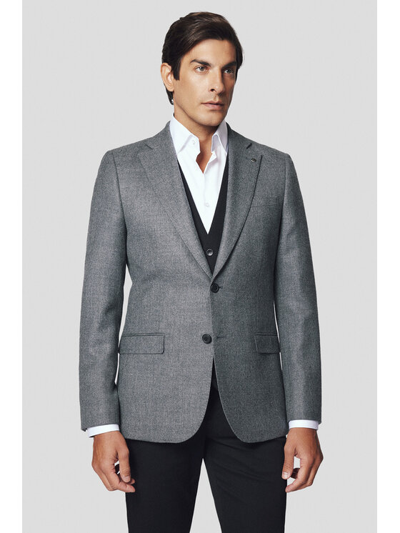 Lancerto Lancerto Marynarka Mesa MA073224000007 Szary Slim Fit