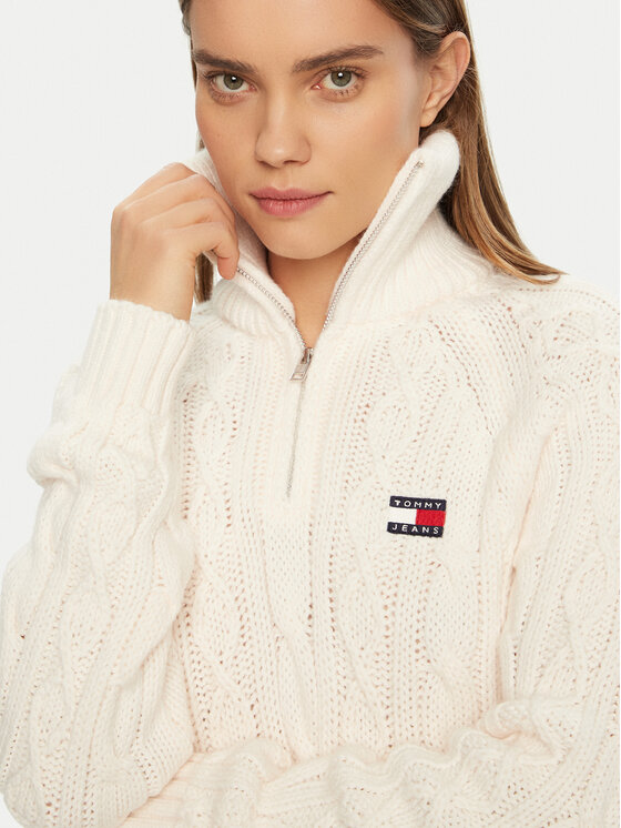 Tommy Jeans Tommy Jeans Sveter DW0DW20269 Écru Regular Fit