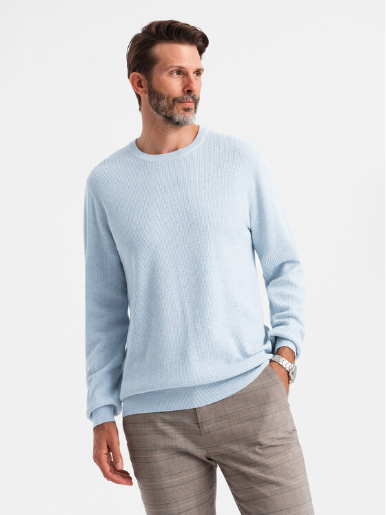 Ombre Ombre Sweter OM-SWSW-0142 Niebieski Regular Fit