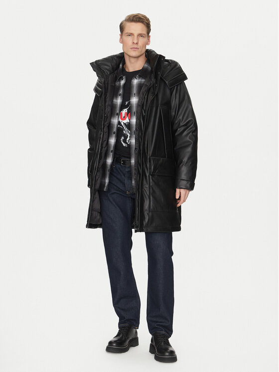 HUGO HUGO Giacca in similpelle Misian2441 50522494 Nero Relaxed Fit