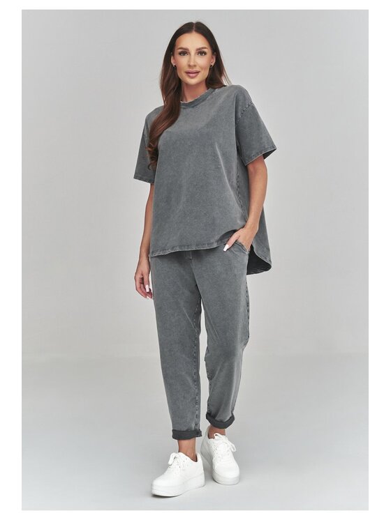 Makadamia Makadamia Dres C65 Szary Loose Fit
