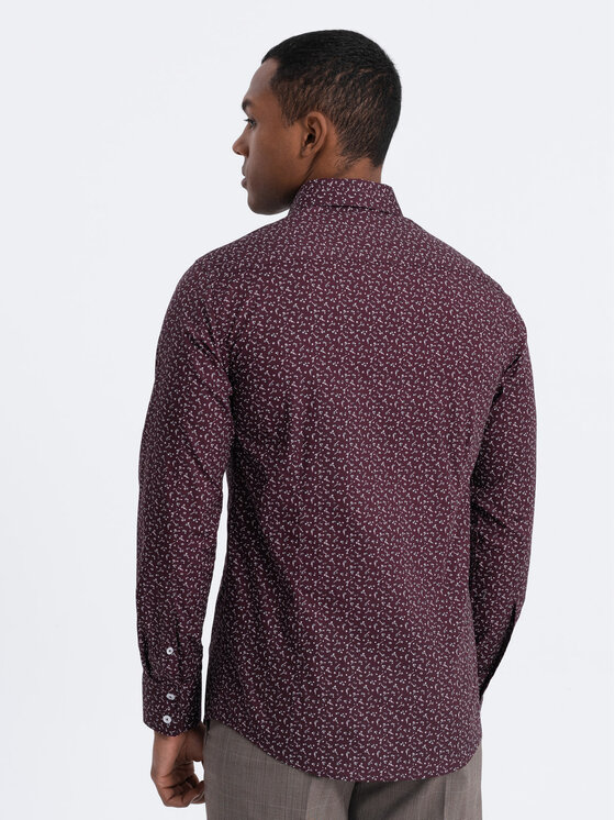 Ombre Ombre Košile OM-SHCS-0151 Bordó Regular Fit