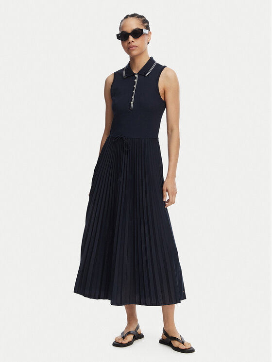 Tommy Hilfiger Tommy Hilfiger Haljina za svaki dan 1985 Pleated WW0WW49621 Tamnoplava Regular Fit