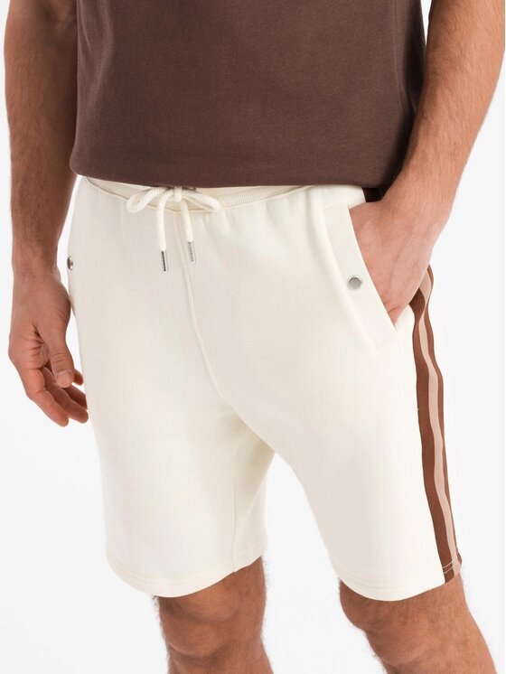 Ombre Ombre Szorty materiałowe OM-SRSK-0156 Écru Regular Fit