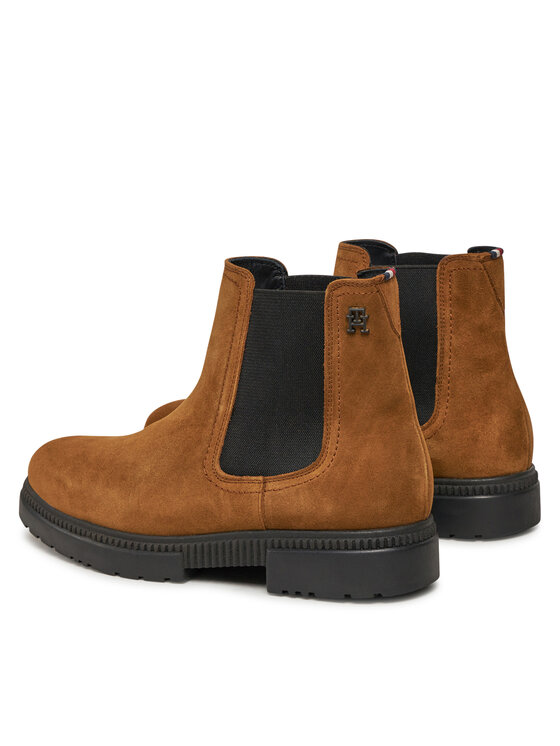 Tommy Hilfiger Tommy Hilfiger Gležnjarji Chelsea Casual Cleated Suede Chelsea FM0FM05037 Rjava