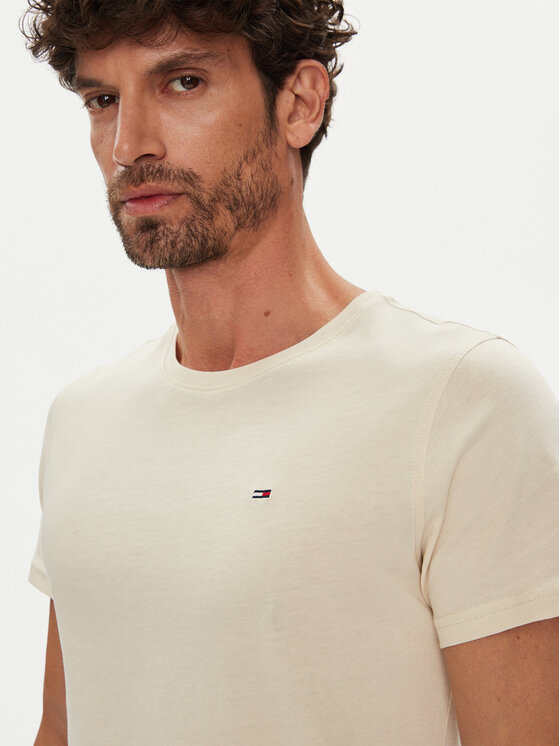 Tommy Jeans Tommy Jeans Tričko DM0DM04411 Béžová Slim Fit