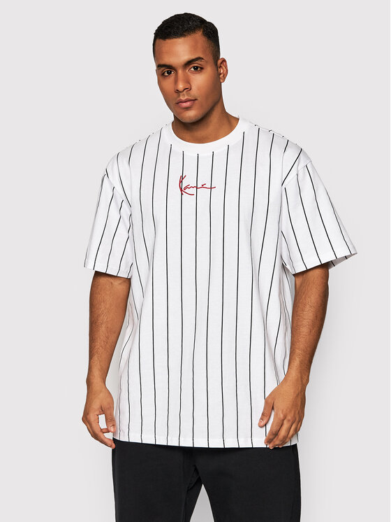 Karl Kani Karl Kani T-krekls Signature Pinstripe 6030152 Balts Regular Fit