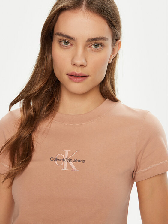 Calvin Klein Jeans Calvin Klein Jeans Póló Monologo J20J223563 Rózsaszín Slim Fit