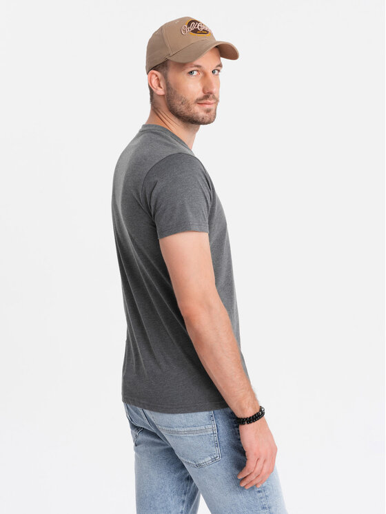 Ombre Ombre T-Shirt OM-TSCT-0155 Szary Regular Fit