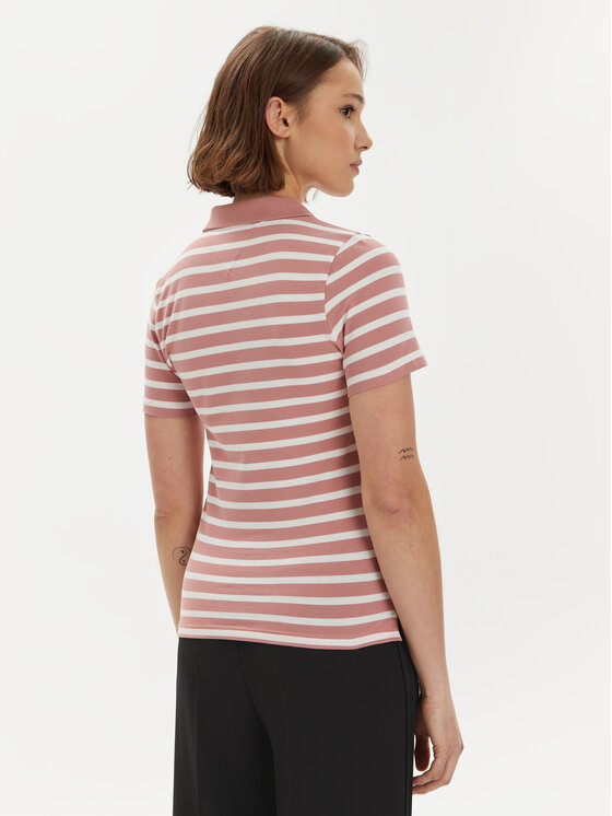 Tommy Hilfiger Tommy Hilfiger Тениска с яка и копчета 1985 WW0WW39530 Розов Slim Fit