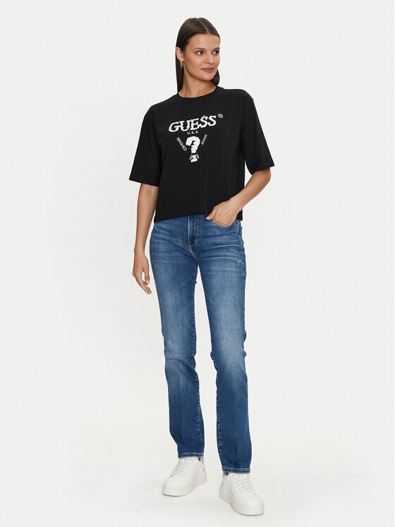 Guess Guess Тишърт Aurelie V4YI06 I3Z14 Черен Boxy Fit