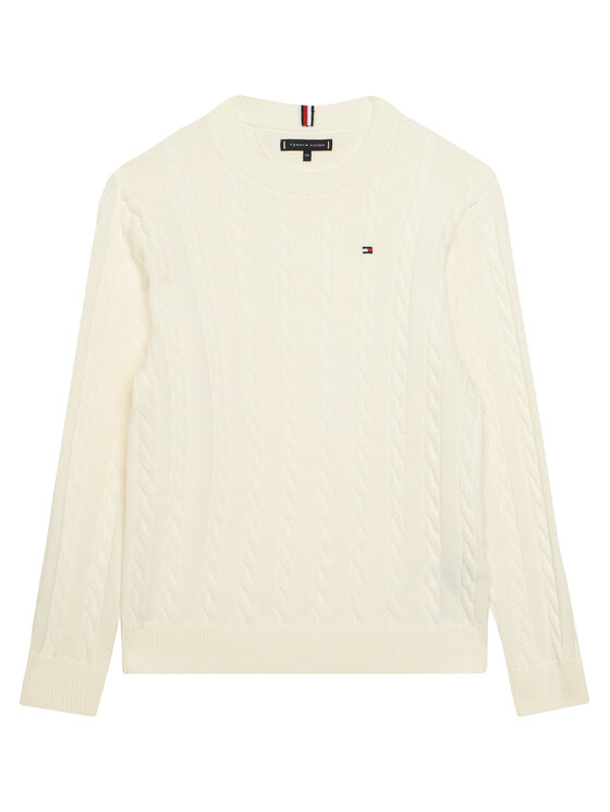 Tommy Hilfiger Pulover KB0KB09753 Alb Regular Fit