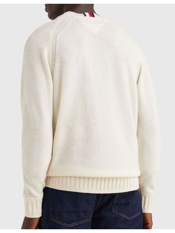 Tommy Hilfiger Tommy Hilfiger Sweter Multi HTR Lambswool Biały Regular Fit