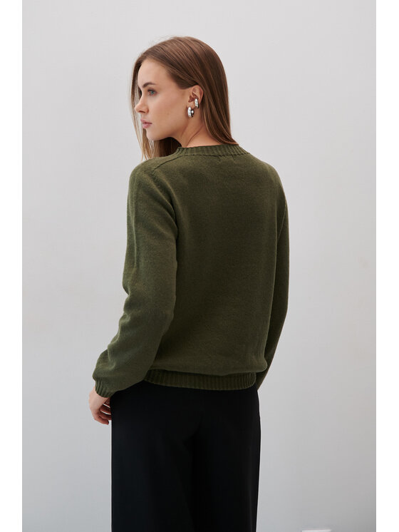 Fobya Fobya Sweter F2051 Zielony Basic Fit