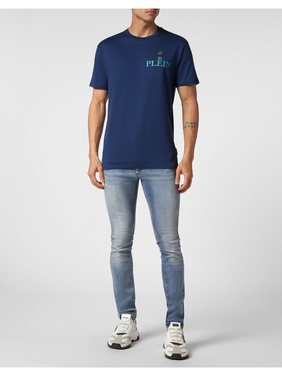 PHILIPP PLEIN PHILIPP PLEIN T-Shirt 797 Błękitny Regular Fit