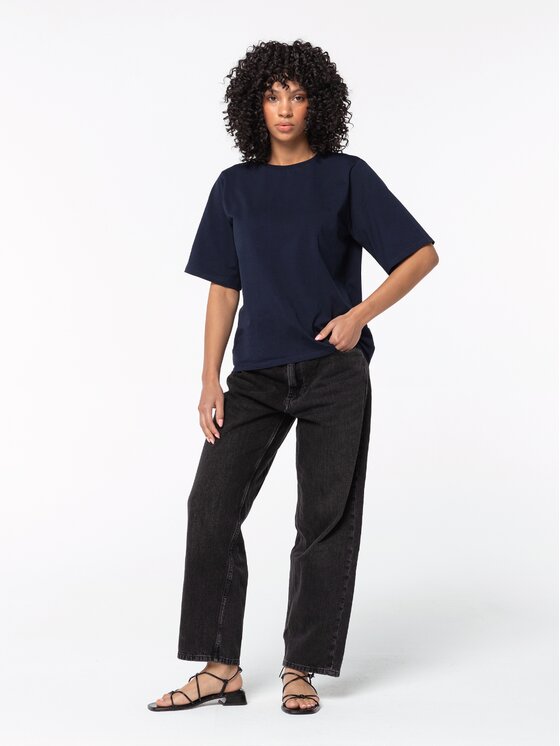 BASICLO BASICLO T-Shirt BSL-032-2005 Granatowy Oversize