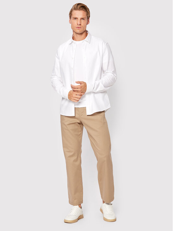 Camicia Washed Oxford Solid K10K109887 Bianco Slim...