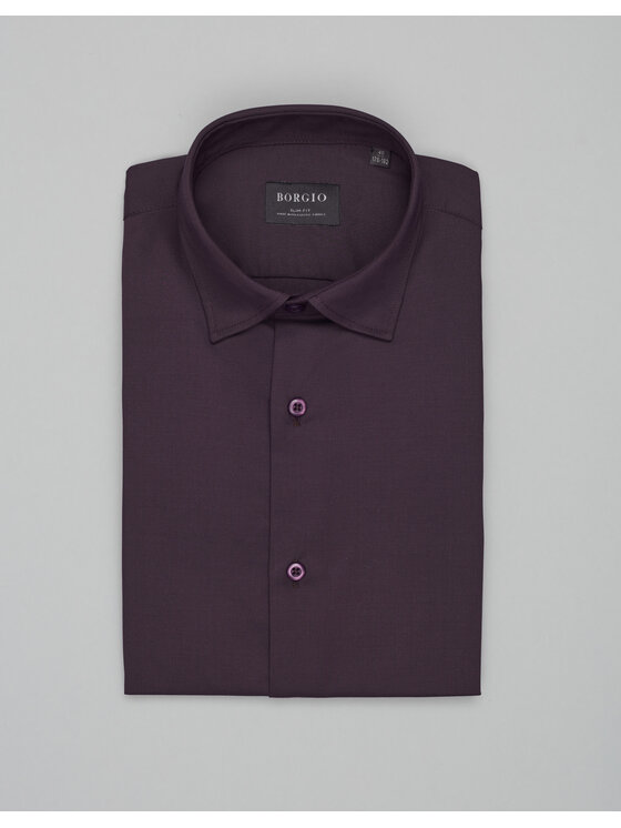 Borgio Borgio Koszula modigliana_00538 Fioletowy Slim Fit