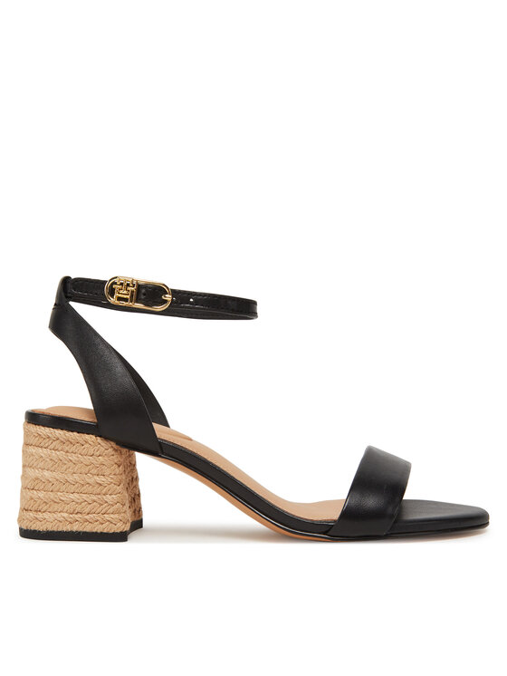 Tommy Hilfiger Espadrilky Leather Ankle Strap Espad Sandal FW0FW08533 Čierna