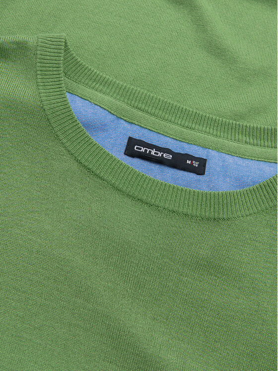 Ombre Ombre Sweter OM-SWBS-0106 Zielony Regular Fit