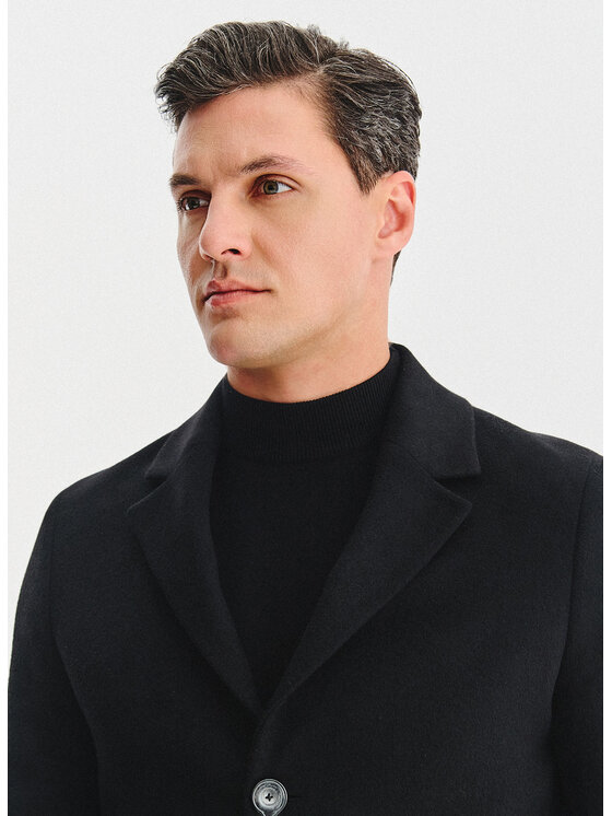 Pako Lorente Pako Lorente Płaszcz wełniany P25WF-7X-020 Czarny Classic Fit