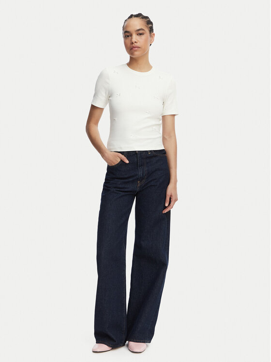 ONLY ONLY T-Shirt Femke 15369336 Creme Slim Fit