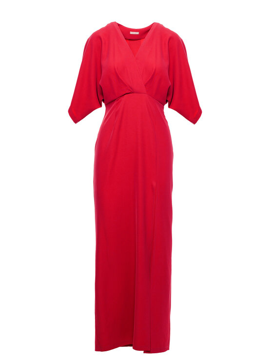 Makover Makover Sukienka codzienna K163 Czerwony Modern Fit