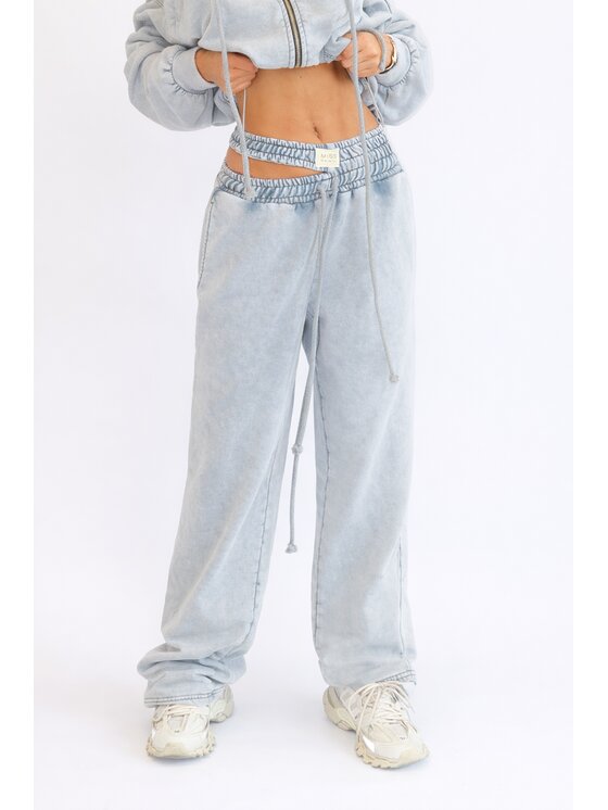 MissDenim MissDenim Spodnie dresowe Double Belt Sweatpants Szary Oversize