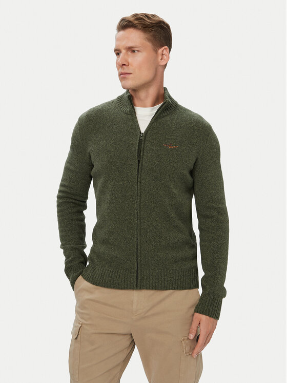 Aeronautica Militare Cardigan 262MA1646UL00924 Kaki Regular Fit