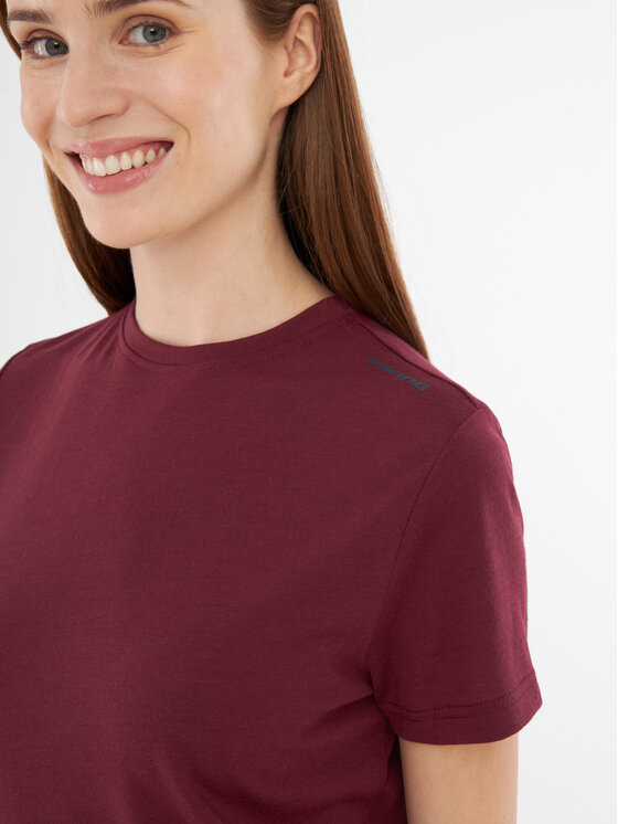 Viking Viking T-Shirt Salen Lady Merino Bordowy Regular Fit