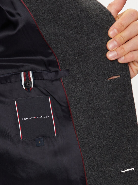 Tommy Hilfiger Tommy Hilfiger Palton de lână MW0MW36611 Gri Regular Fit