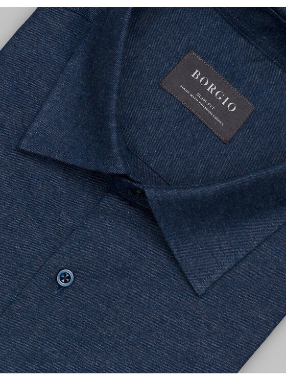 Borgio Borgio Koszula flumeri 00508 Granatowy Slim Fit