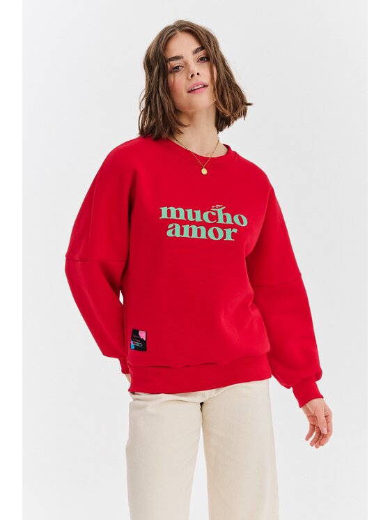 NAOKO NAOKO Bluza Mucho Amor Czerwony Regular Fit